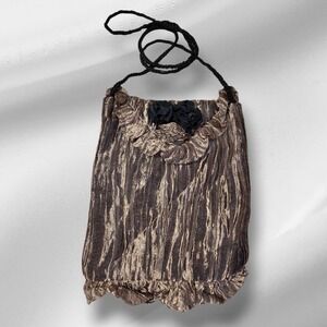 Cynthia Steffe Taffeta Mini Bag Rosette Ruffle Bronze Black‎ Wedding Guest Prom
